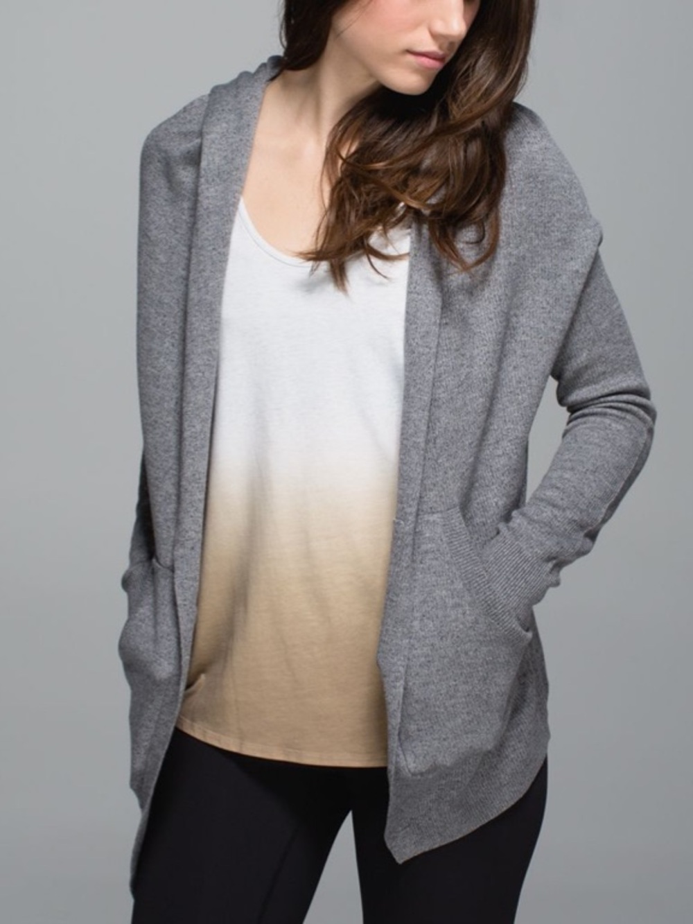 lululemon athletica Gray Open-Front Hooded Cardigan